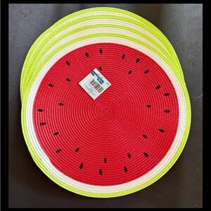The Spring Shop 15" Round Watermelon Woven Placemat Set of 4 Hobby Lobby NEW